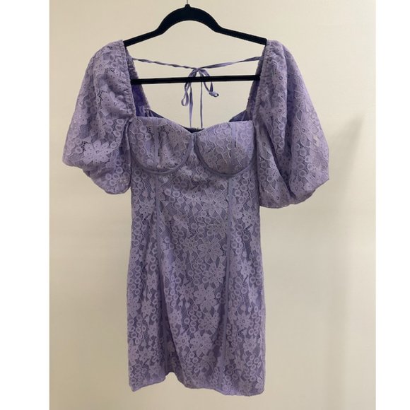 The Frolic Purple Lace Mini Dress - Picture 1 of 2